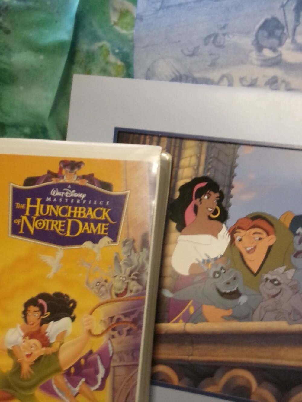 Exclusive Disney Lithograph Hunchback of Notre Dame with Masterpiece VHS
